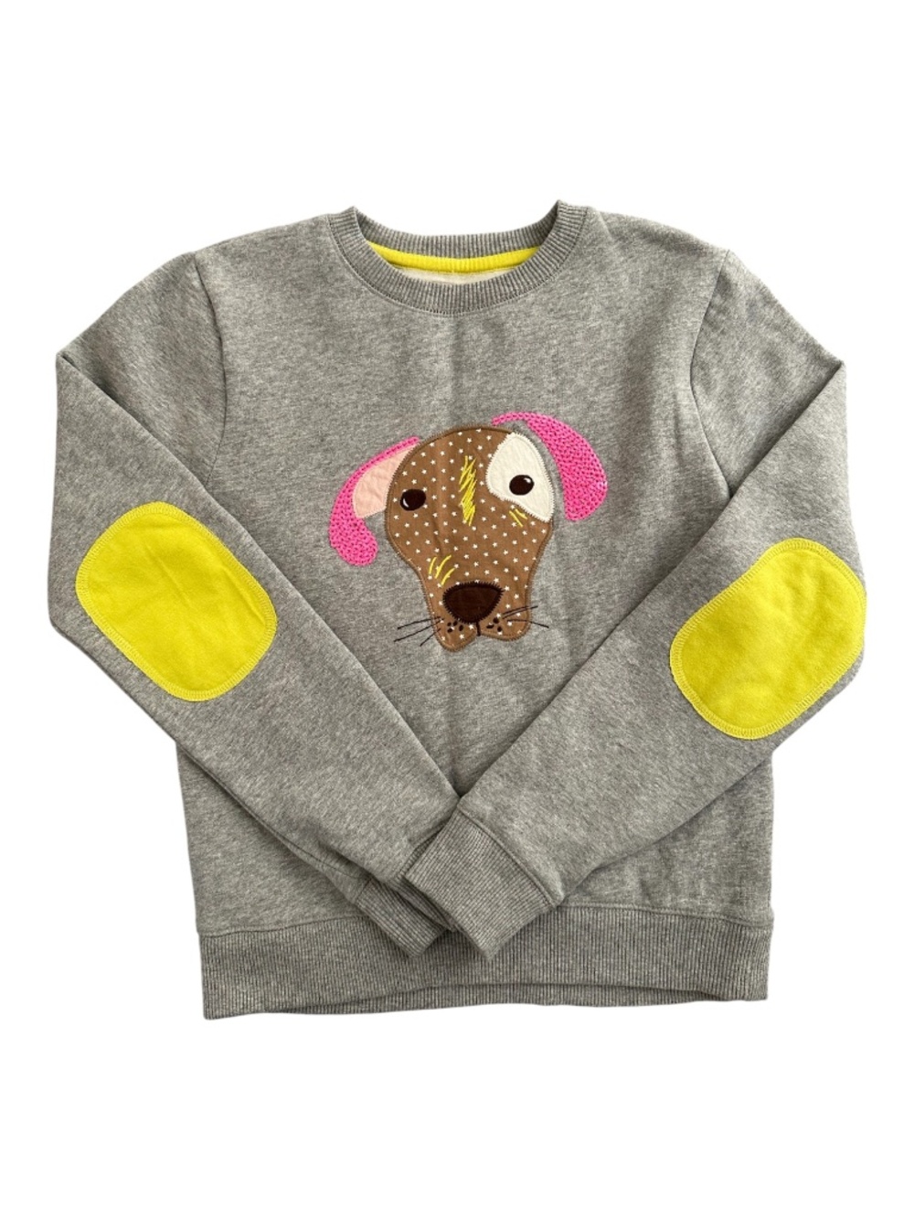 Mini Boden Grey Dog Applique Sequin Ear Sweatshirt Sz. 11-12 Years Modern Family
